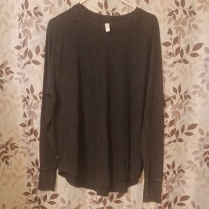 NWOT Zella Women's Black Long Sleeve Top Vintage Wash Large